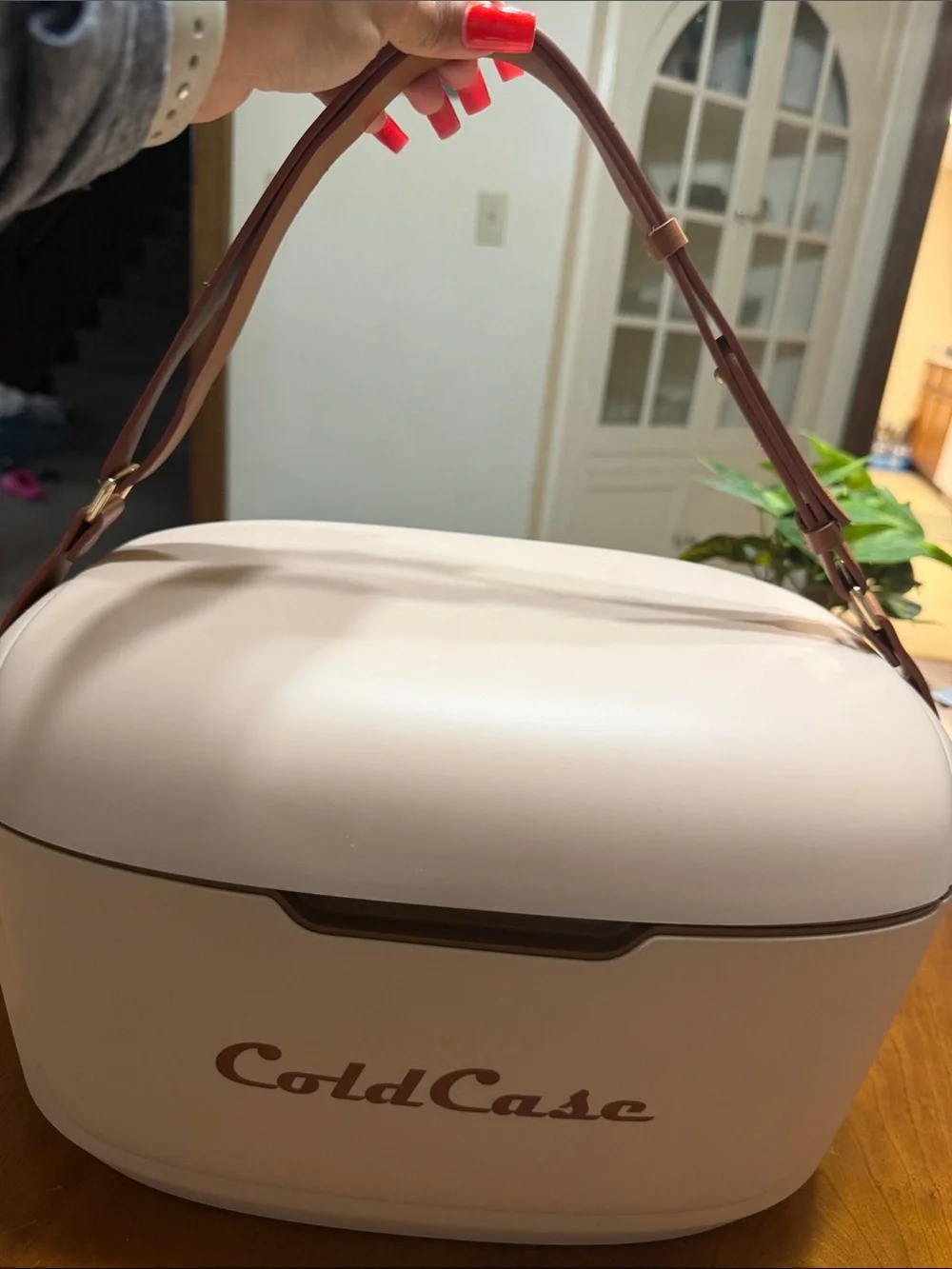 ColdCase Portable Cooler Bag in Blush with Brown Strap